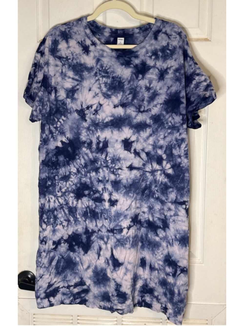 Old Navy Blue White Tie-Dye Short Sleeve Dress XL